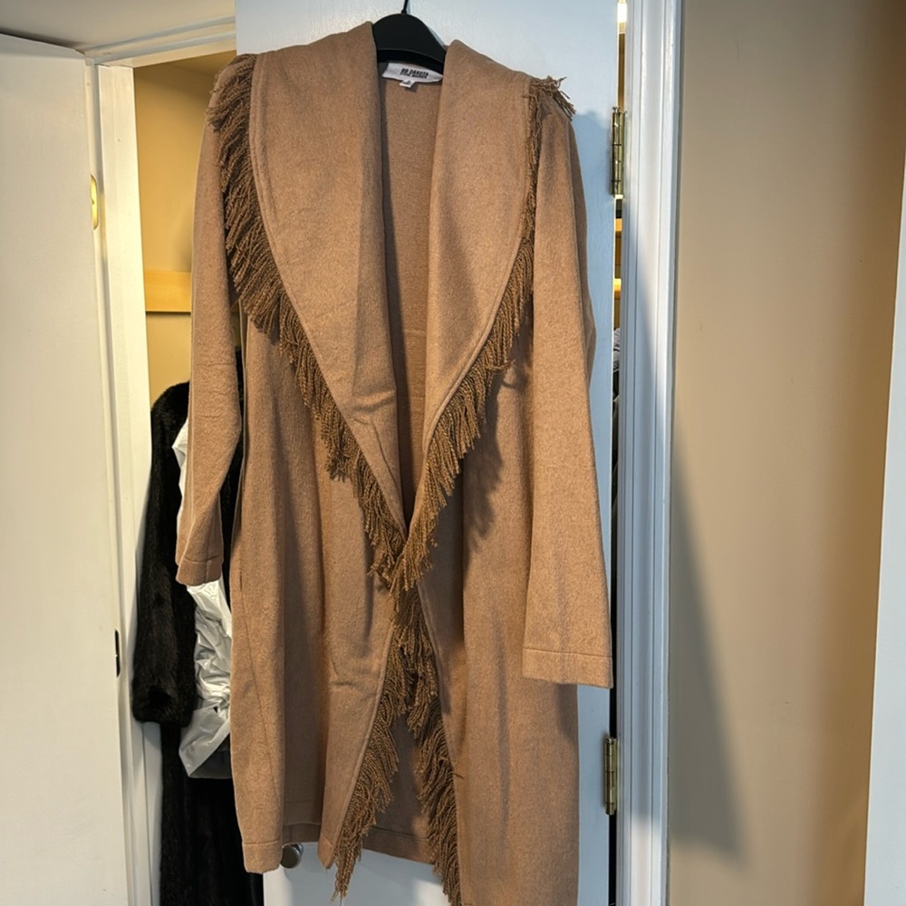 Bb Dakota Camel Fringe Jacket size Small